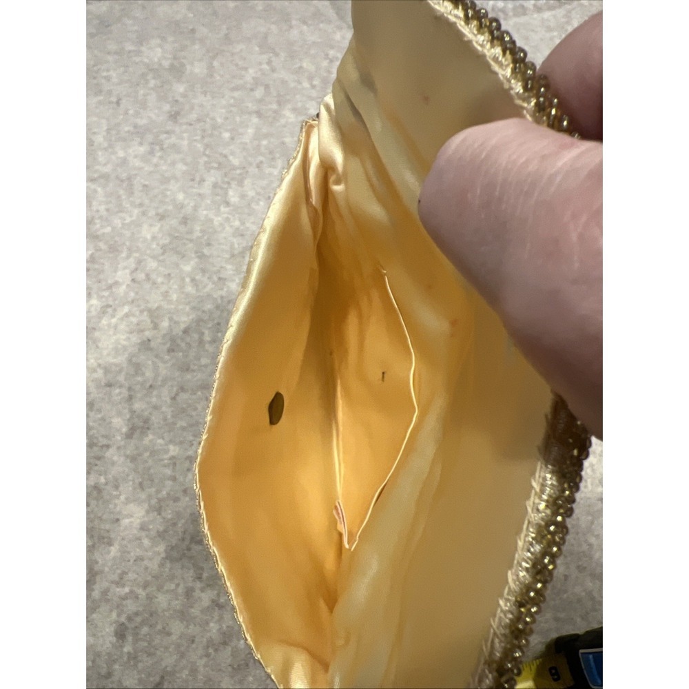 Vintage Clutch Gold Bead Sequin‎ Hand Made Hong Kong Envelope Satin Lined Pretty - Picture 6 of 6